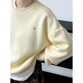 Einfaches Profil, lockerer BF, einfarbig, fauler Pullover, Pullover für Damen, besticktes Langarmoberteil mit Buchstabengrafik
